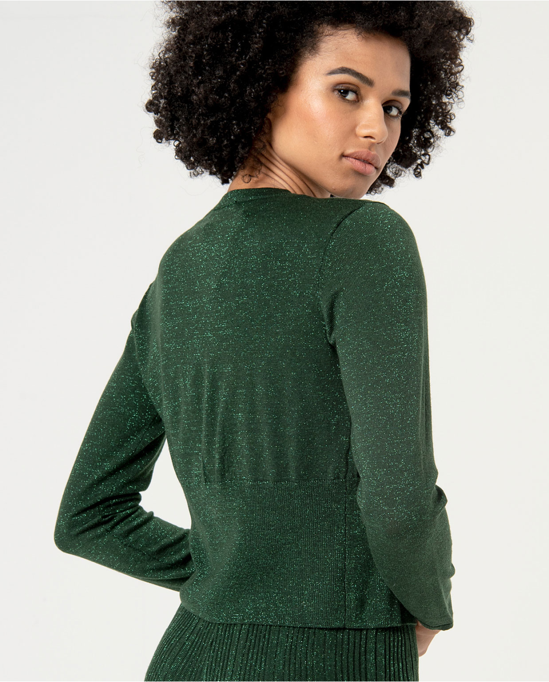 SURKANA - Cardigan cropped metallizzato, Verde