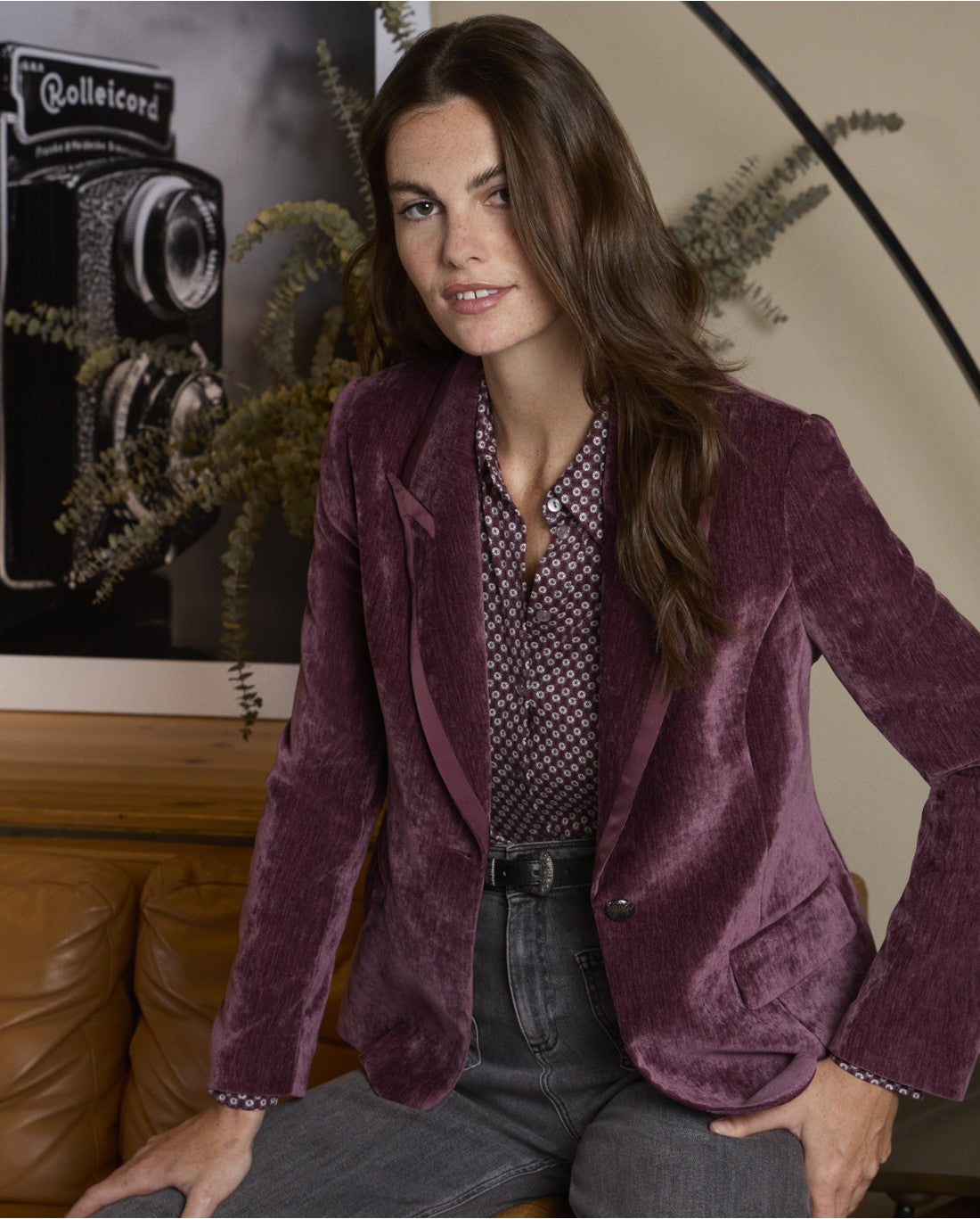 SURKANA - Camicia stampa geometrica, Grigio