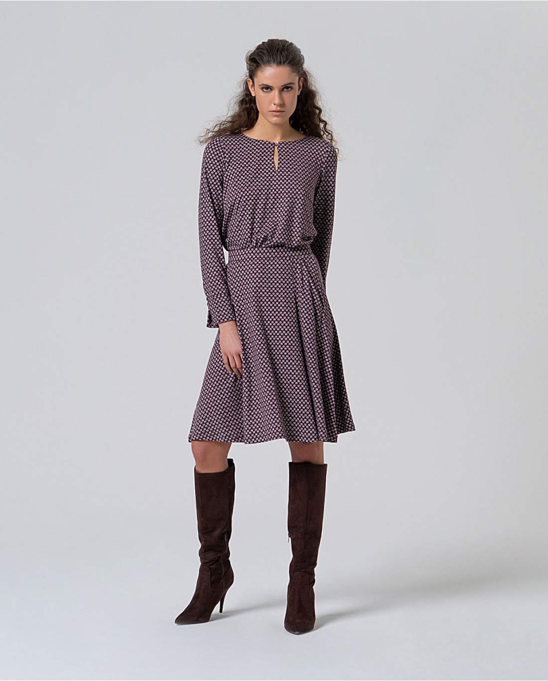 SURKANA - Gonna al ginocchio stampata, Grigio