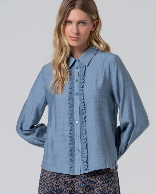 SURKANA - Camicia in viscosa con volant, Grigio