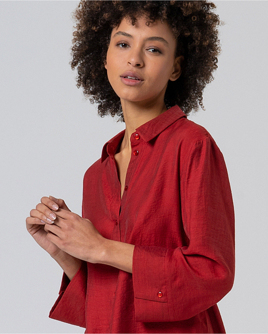 SURKANA - Camicia oversize con maniche a campana, Rosso