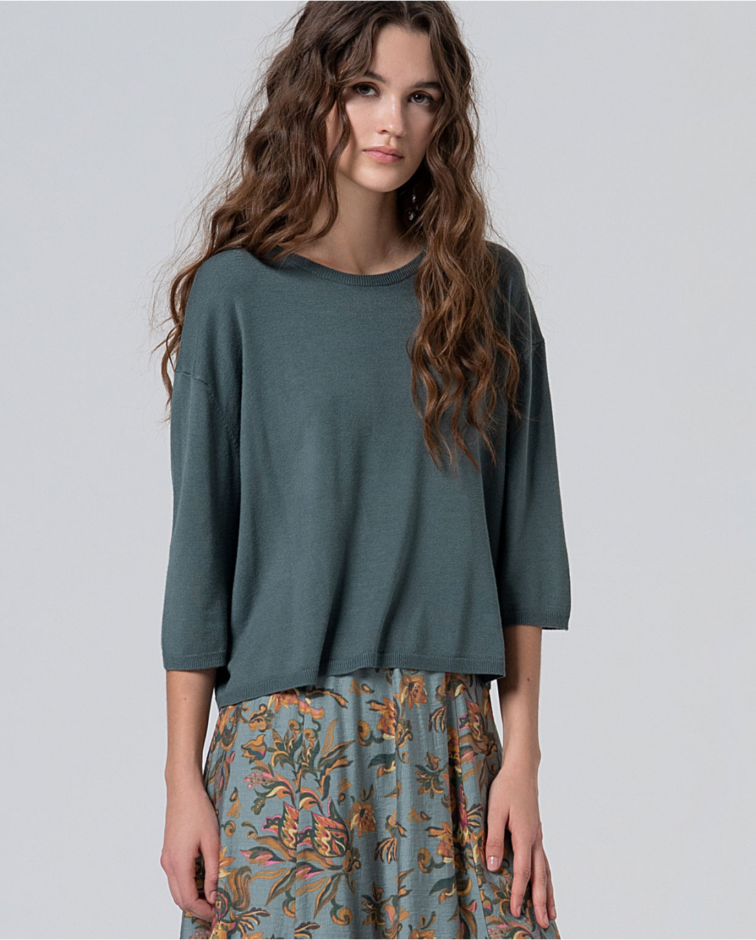 SURKANA - Maglia fluida manica 3/4, Petrolio