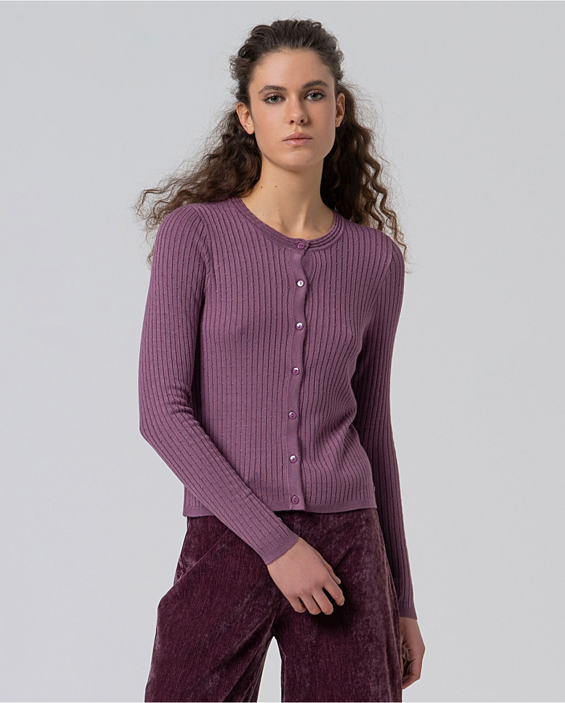 SURKANA - Cardigan aderente a coste, Malva