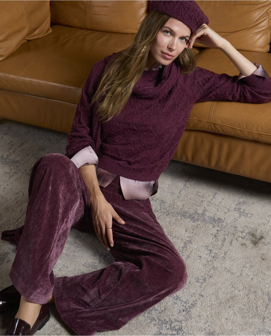 SURKANA - Maglia con motivo a trecce, Bordeaux