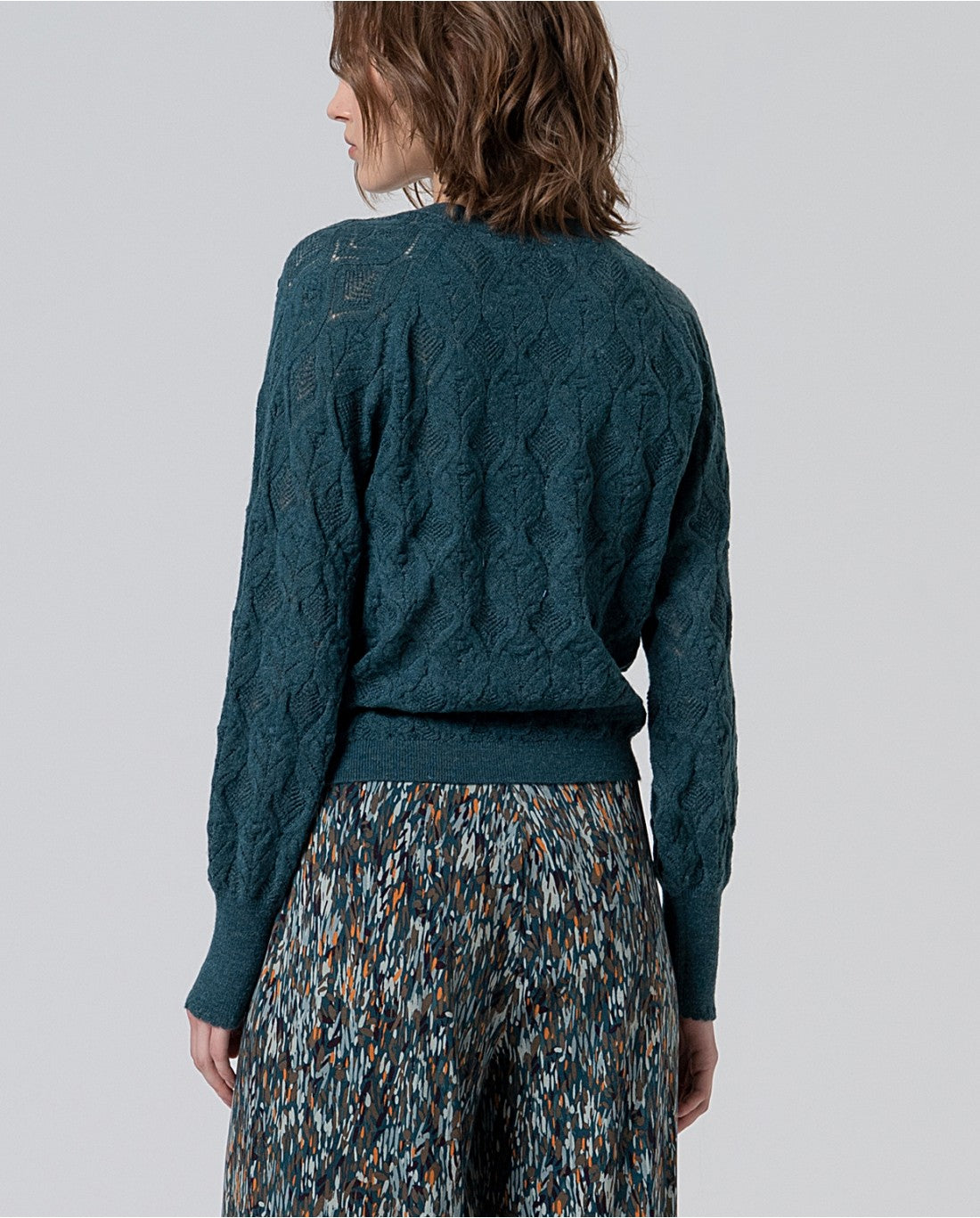 SURKANA - Maglia con motivo a trecce, Petrolio