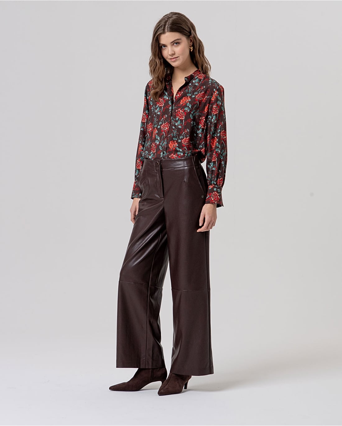 SURKANA - Pantalone simil pelle cioccolato