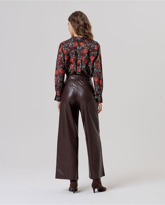 SURKANA - Pantalone simil pelle cioccolato