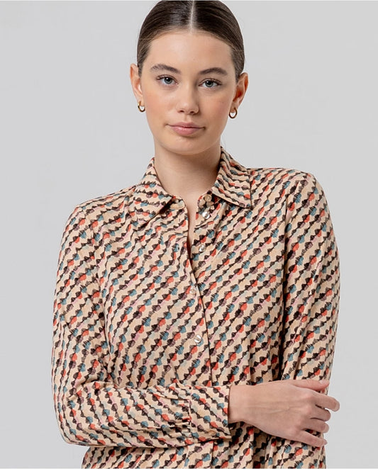 SURKANA - Camicia geometrica Crudo