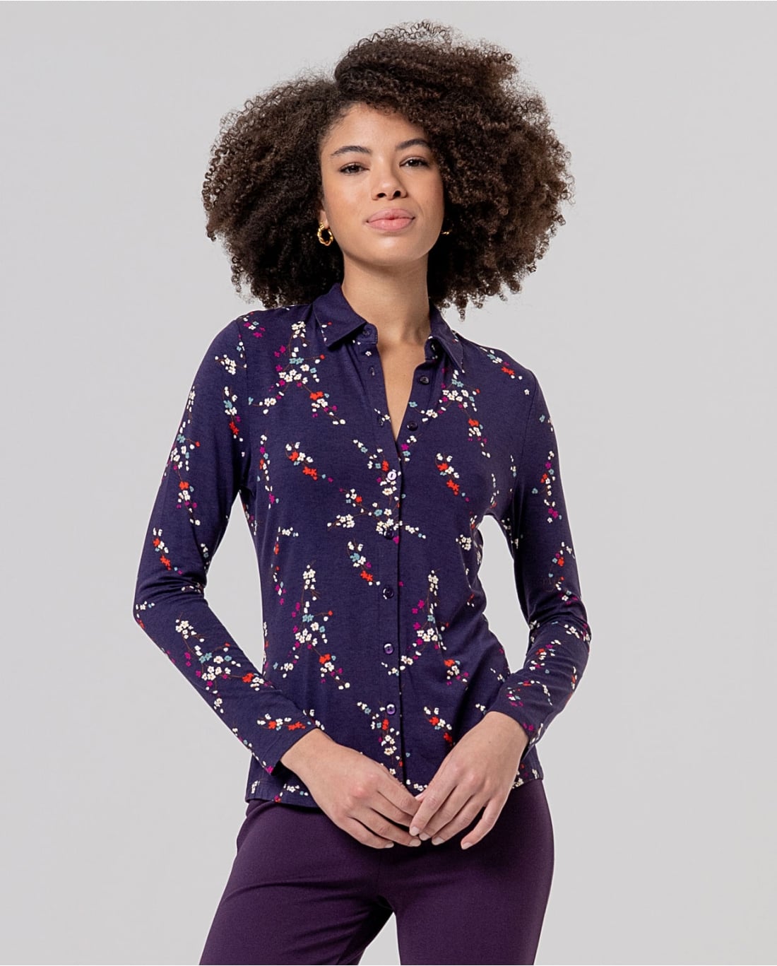 SURKANA - Camicia a fiori Porpora