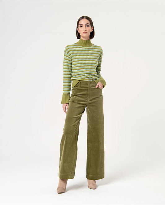 SURKANA - Pantalone wide leg in velluto, Verde