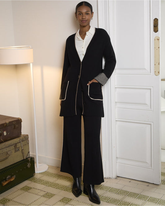 SURKANA - Cardigan lungo con tasche, Nero