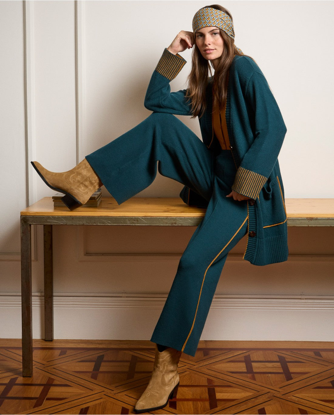 SURKANA - Cardigan lungo con tasche, Verde Bottiglia