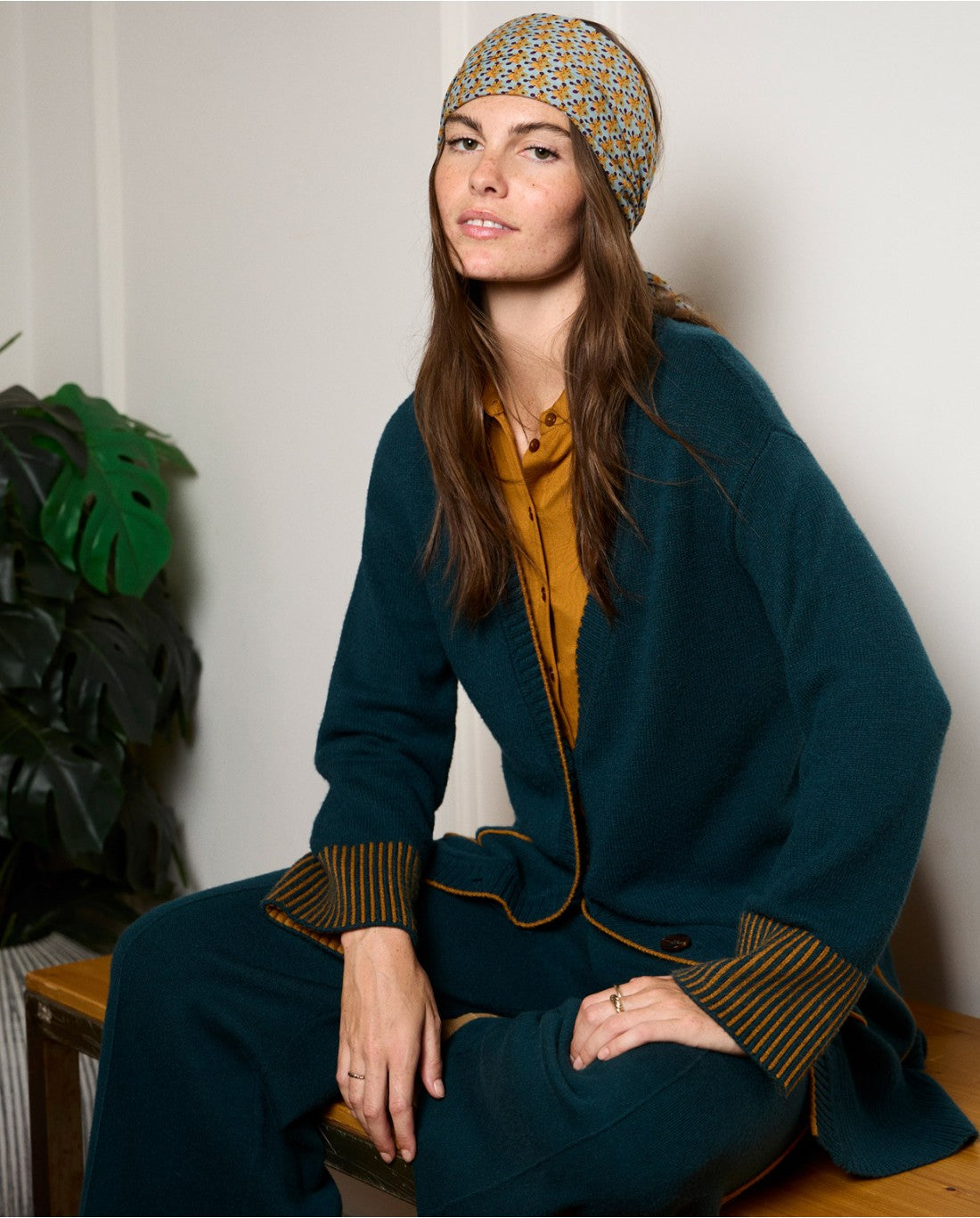 SURKANA - Cardigan lungo con tasche, Verde Bottiglia