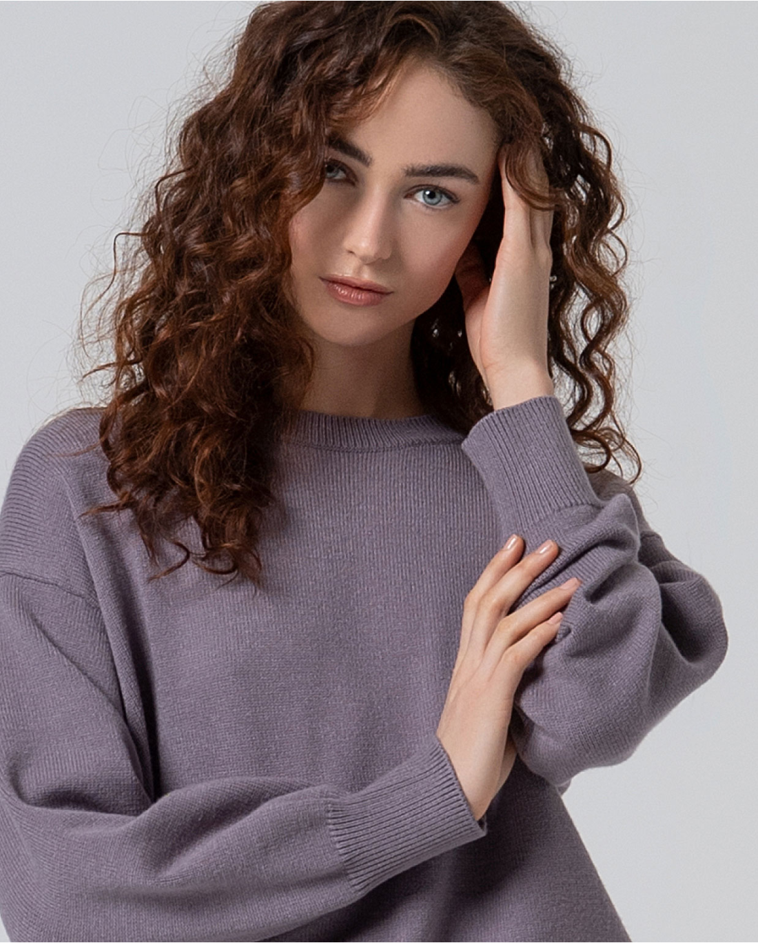 SURKANA - Pullover corto con maniche a sbuffo, Grigio Polvere