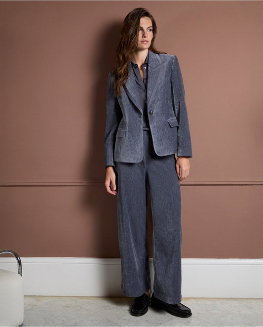 SURKANA - Pantalone largo in velluto, Grigio