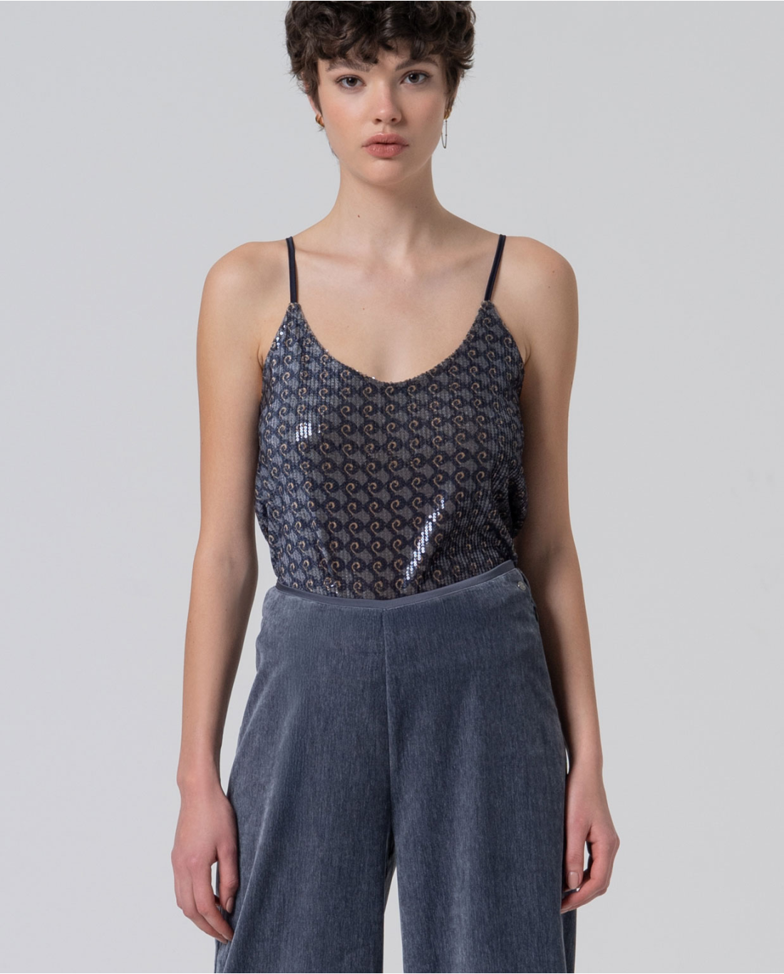 SURKANA - Pantalone largo in velluto, Grigio