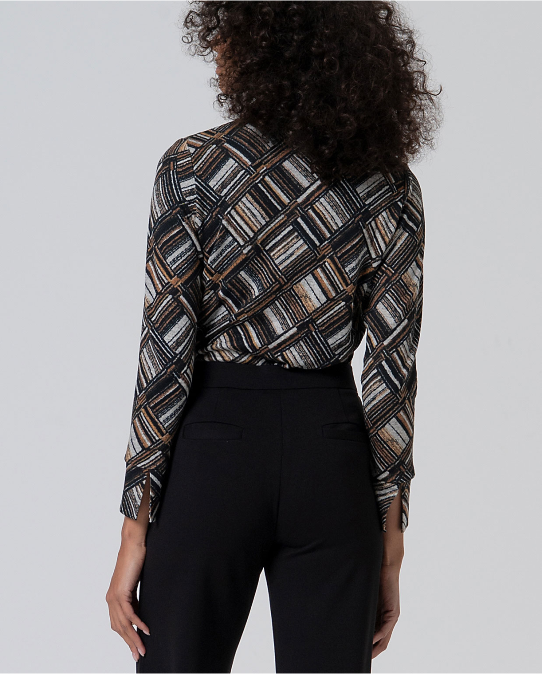 SURKANA - Camicia stampa geometrica, Nero