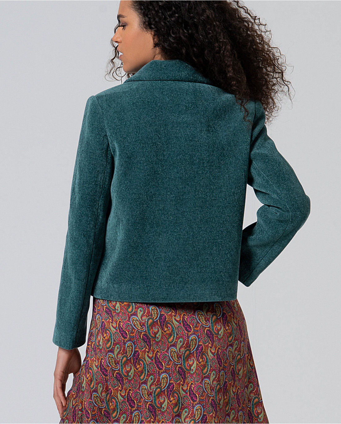 SURKANA - Cappotto corto in ciniglia, Blu Acciaio