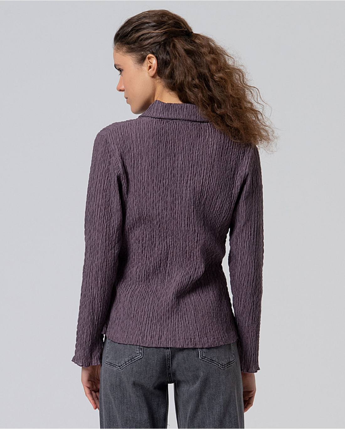 SURKANA - Camicia in cotone con texture, Malva