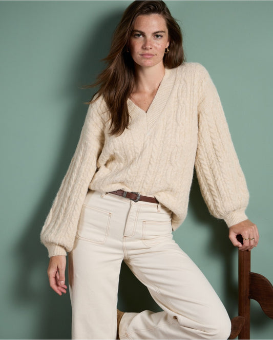 SURKANA - Maglione oversize con motivo a trecce, Crudo