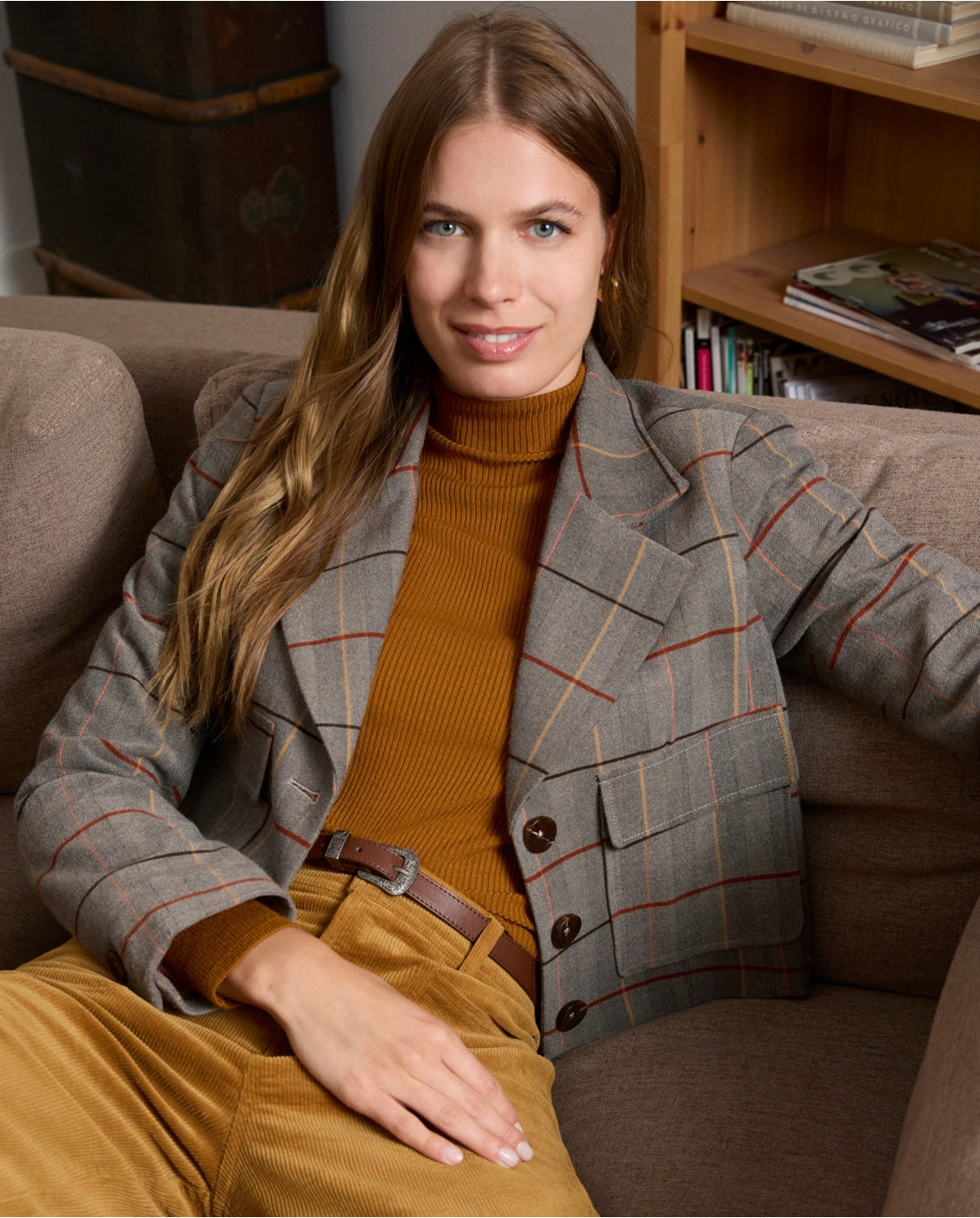 SURKANA - Blazer crop a quadri