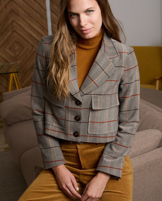 SURKANA - Blazer crop a quadri