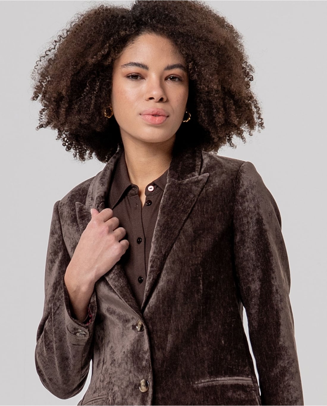 SURKANA - Blazer in velluto cioccolato