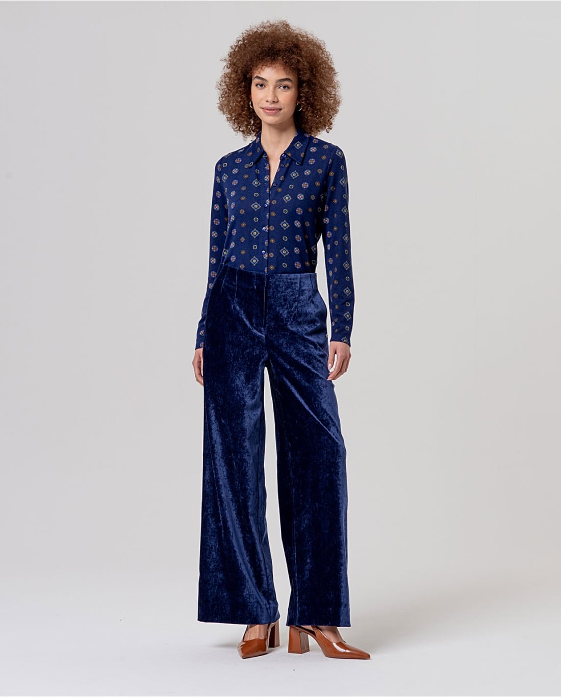 SURKANA - Pantalone in velluto blu
