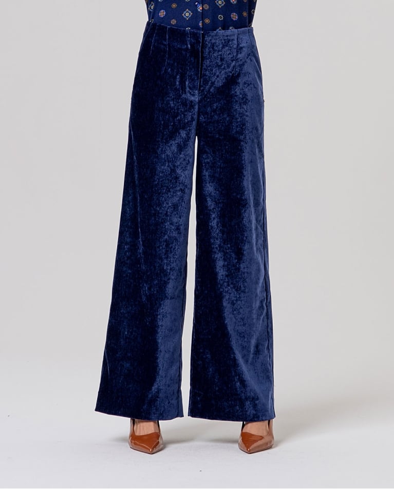 SURKANA - Pantalone in velluto blu