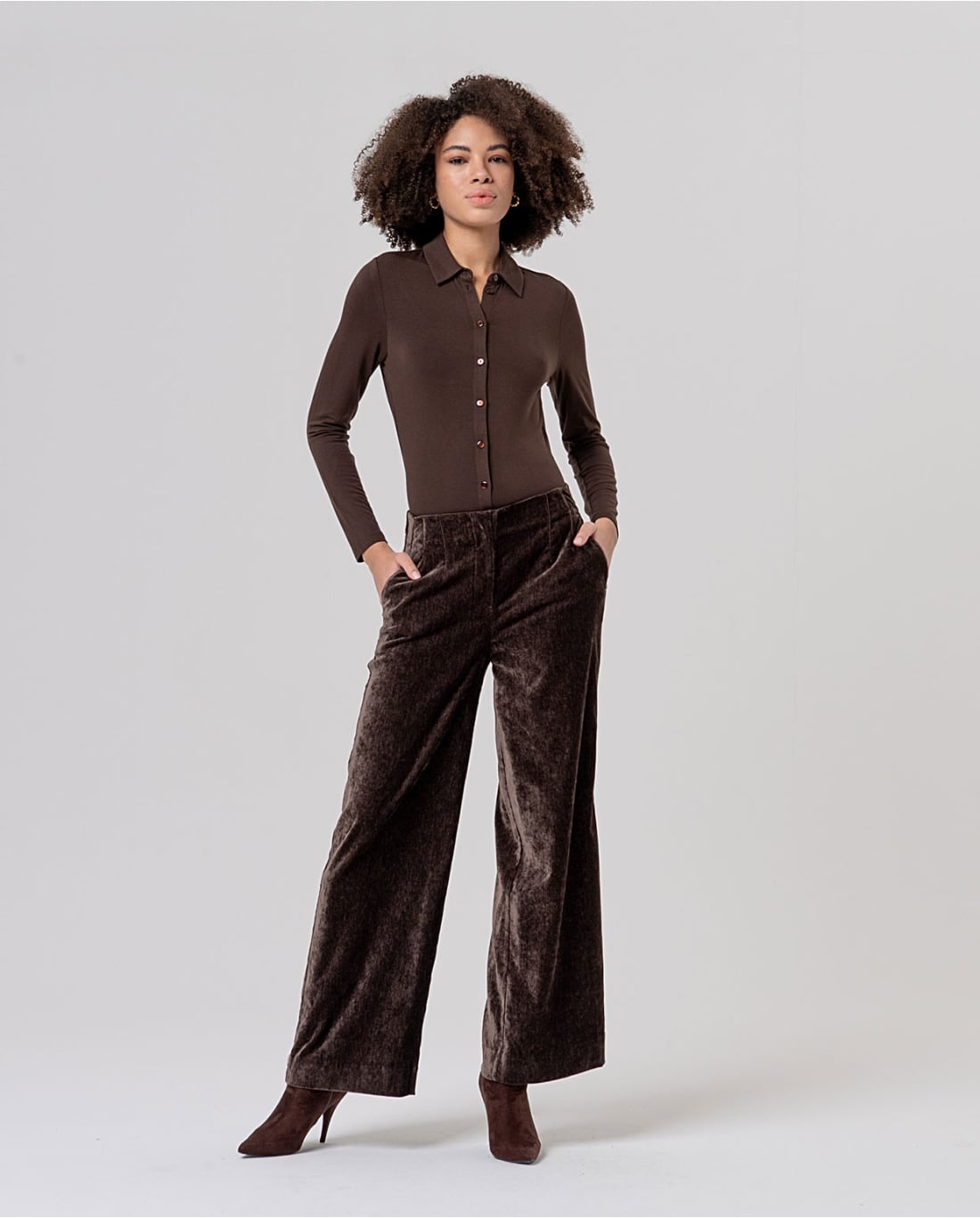 SURKANA - Pantalone in velluto cioccolato