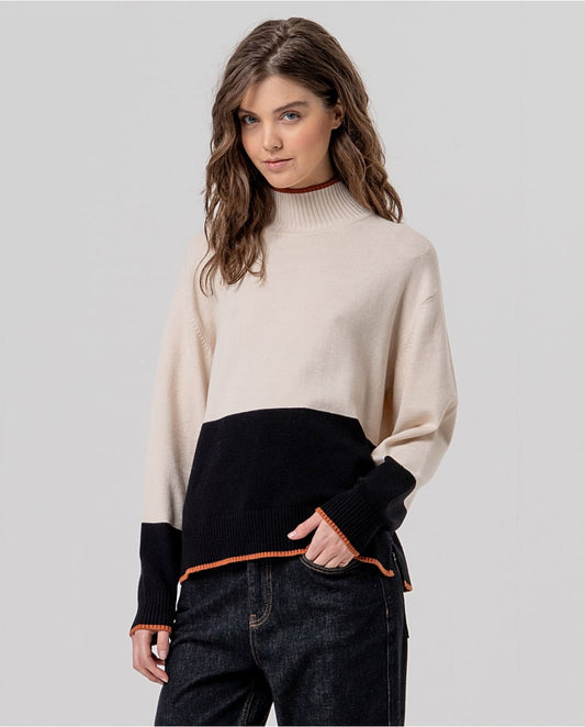 SURKANA - Maglione lupetto bicolor