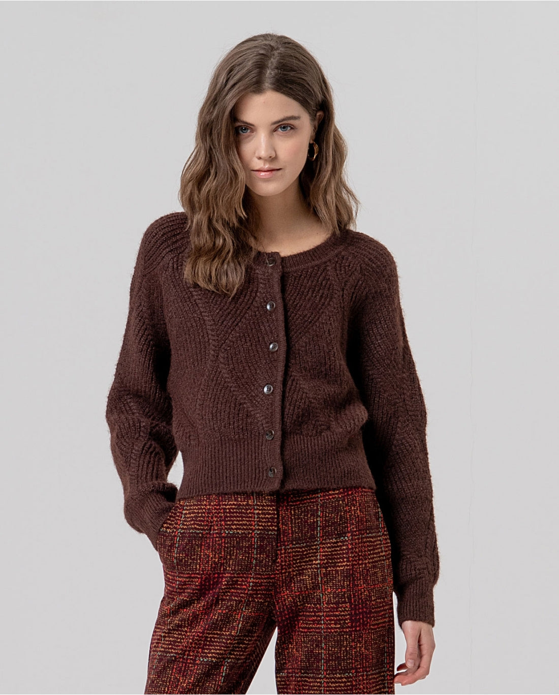 SURKANA - Cardigan con trecce, Cioccolato