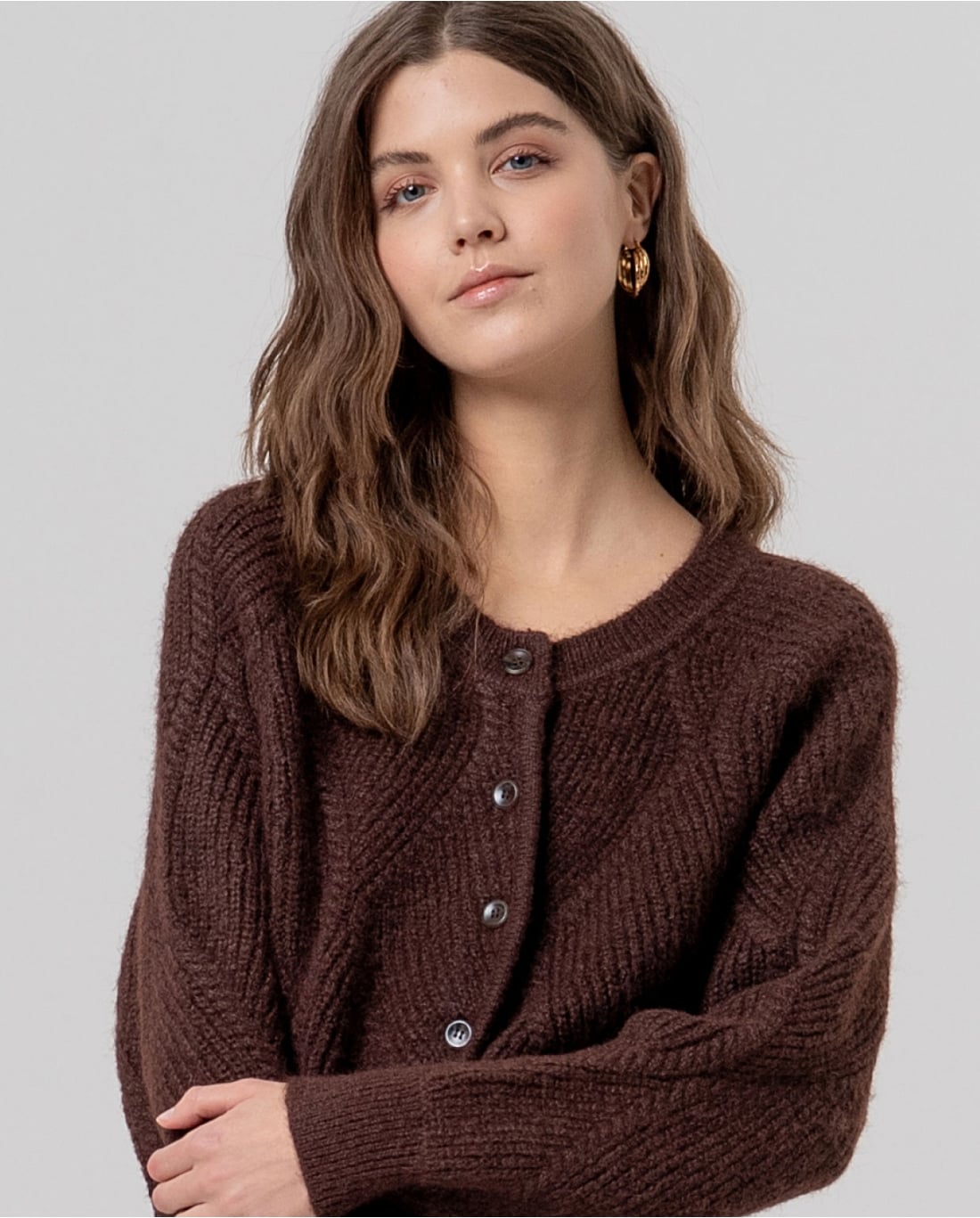 SURKANA - Cardigan con trecce, Cioccolato
