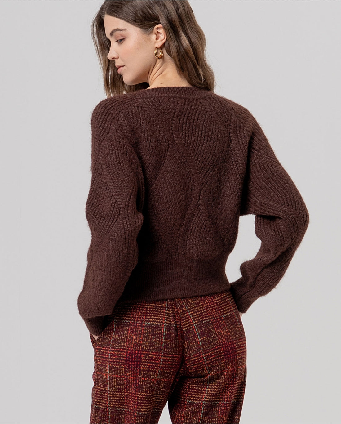 SURKANA - Cardigan con trecce, Cioccolato