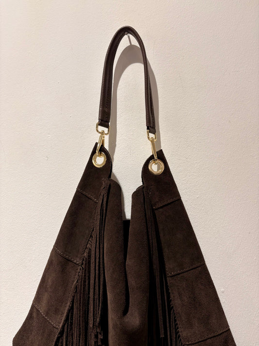 SUSY MIX - Shopper con frange, Marrone