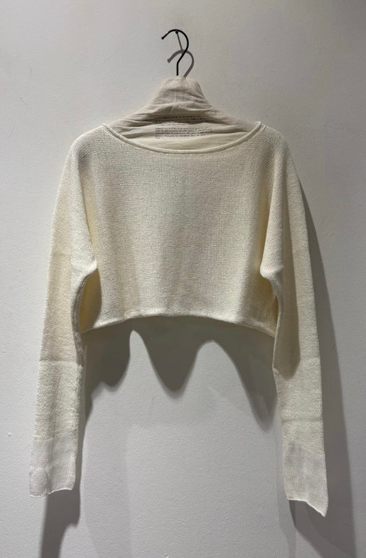 RUNDHOLZ - Pullover corto misto lino, Offwhite