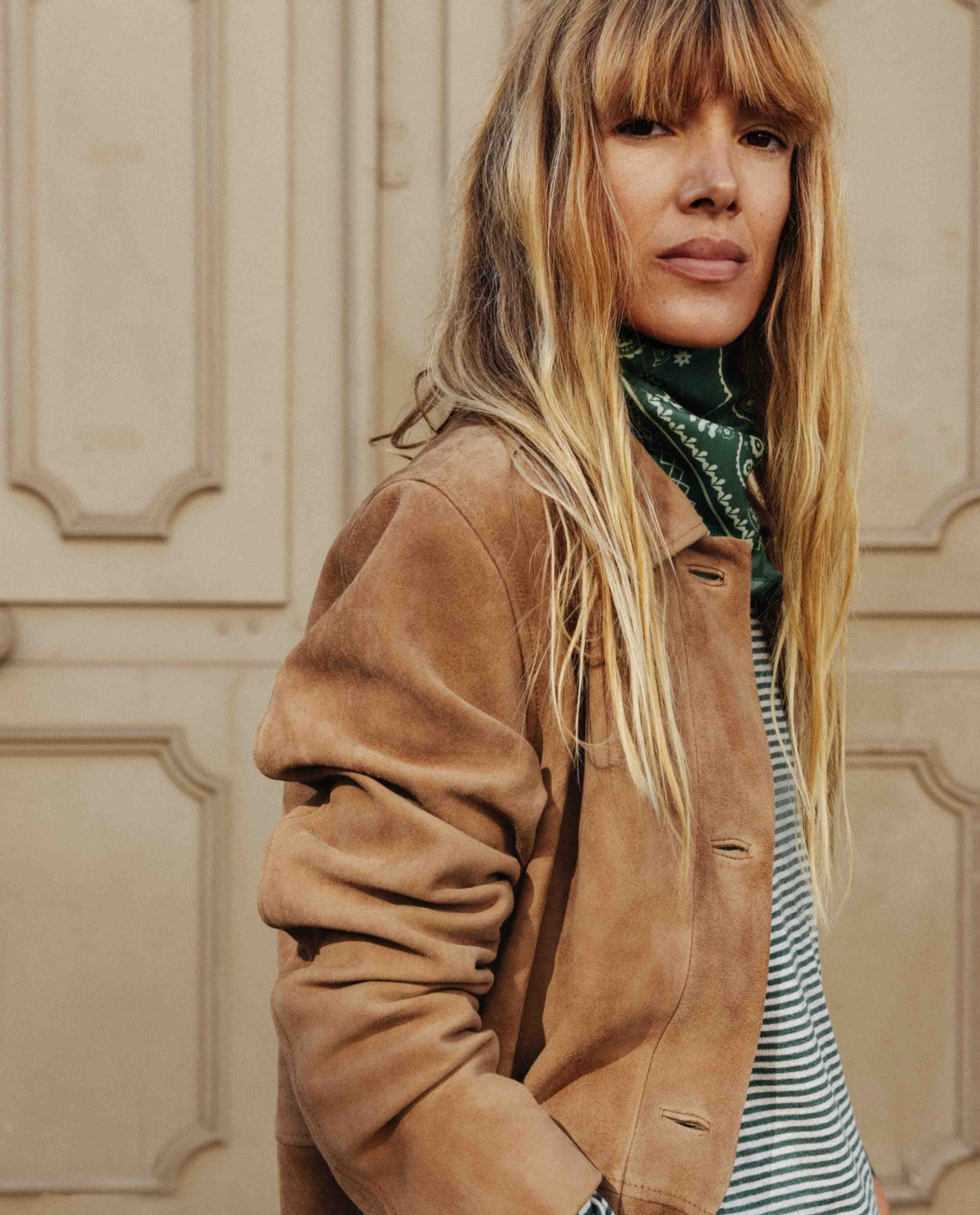 YERSE - Cappotto midi in pelle scamosciata