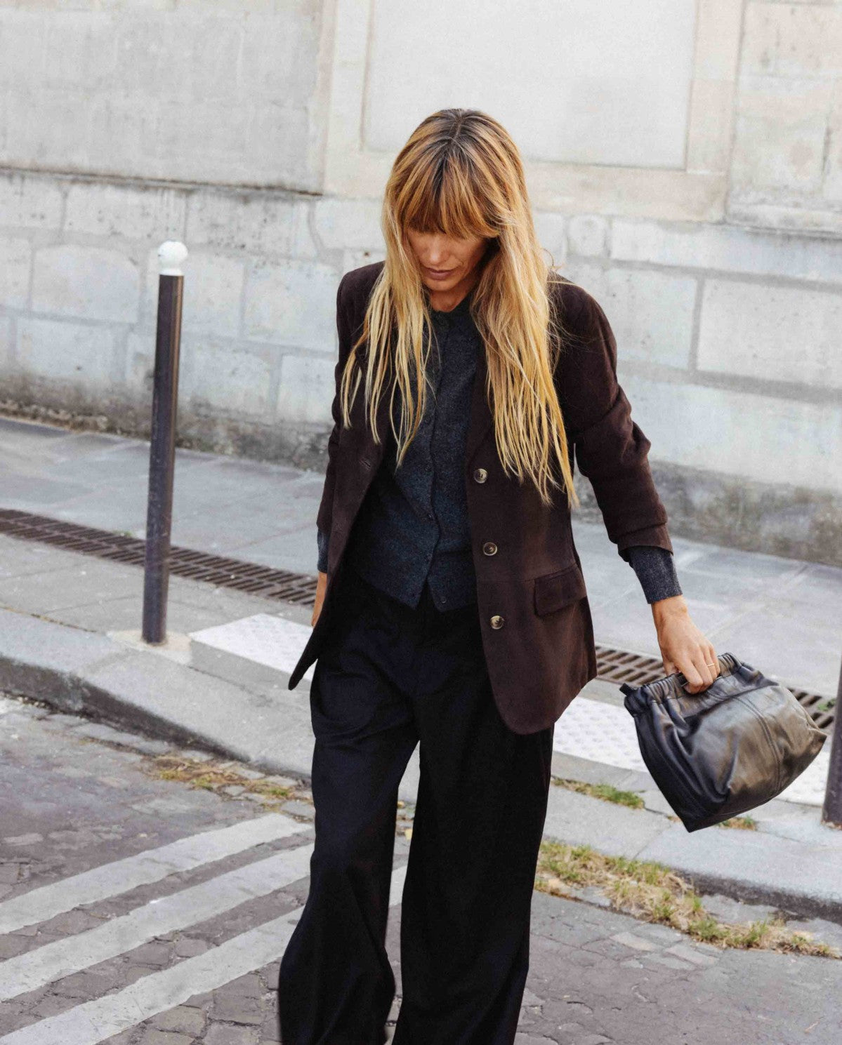 YERSE - Blazer sportivo in pelle scamosciata