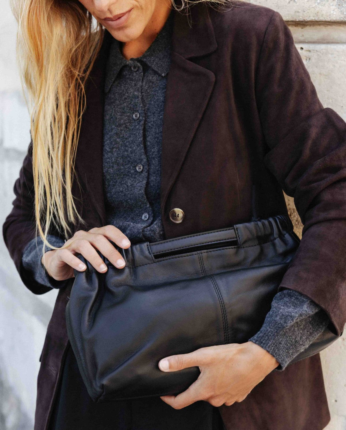 YERSE - Blazer sportivo in pelle scamosciata