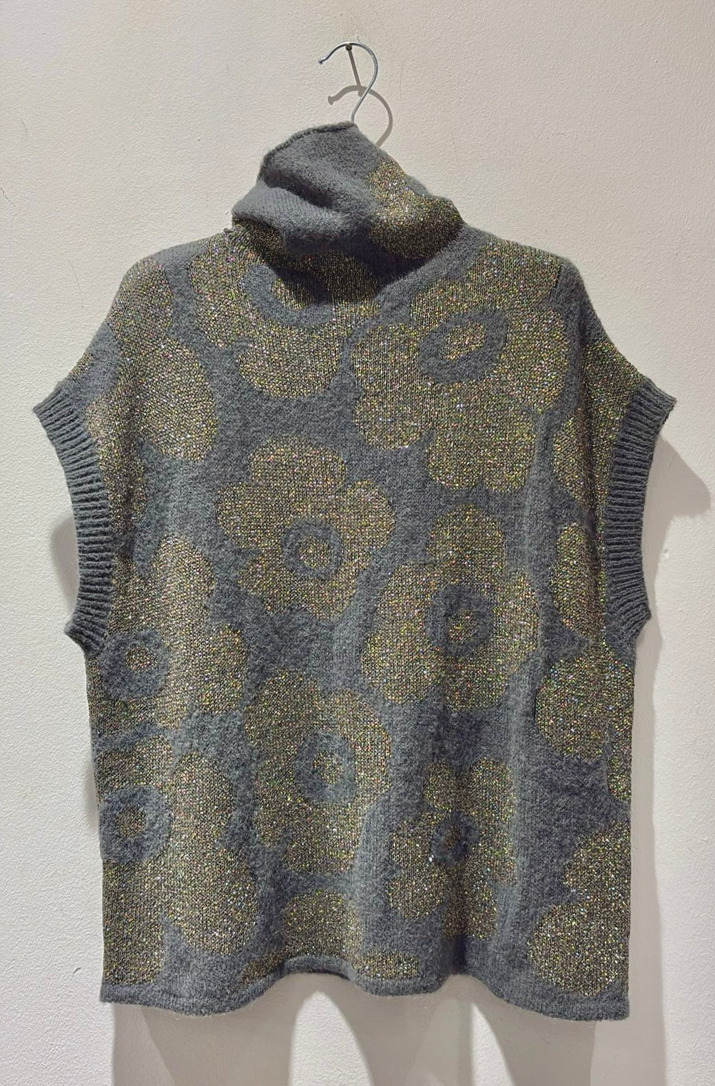 ALESSIA SANTI - Dolcevita smanicato in lurex, Grigio