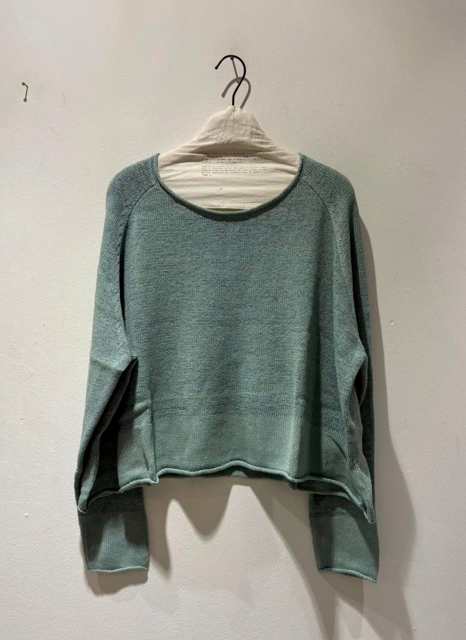 RUNDHOLZ - Pullover svasato misto lino, Mint