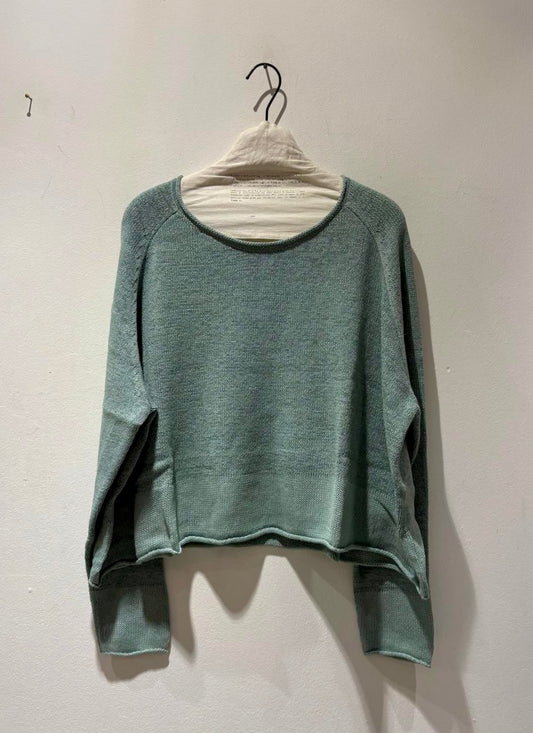 RUNDHOLZ - Pullover svasato misto lino, Mint