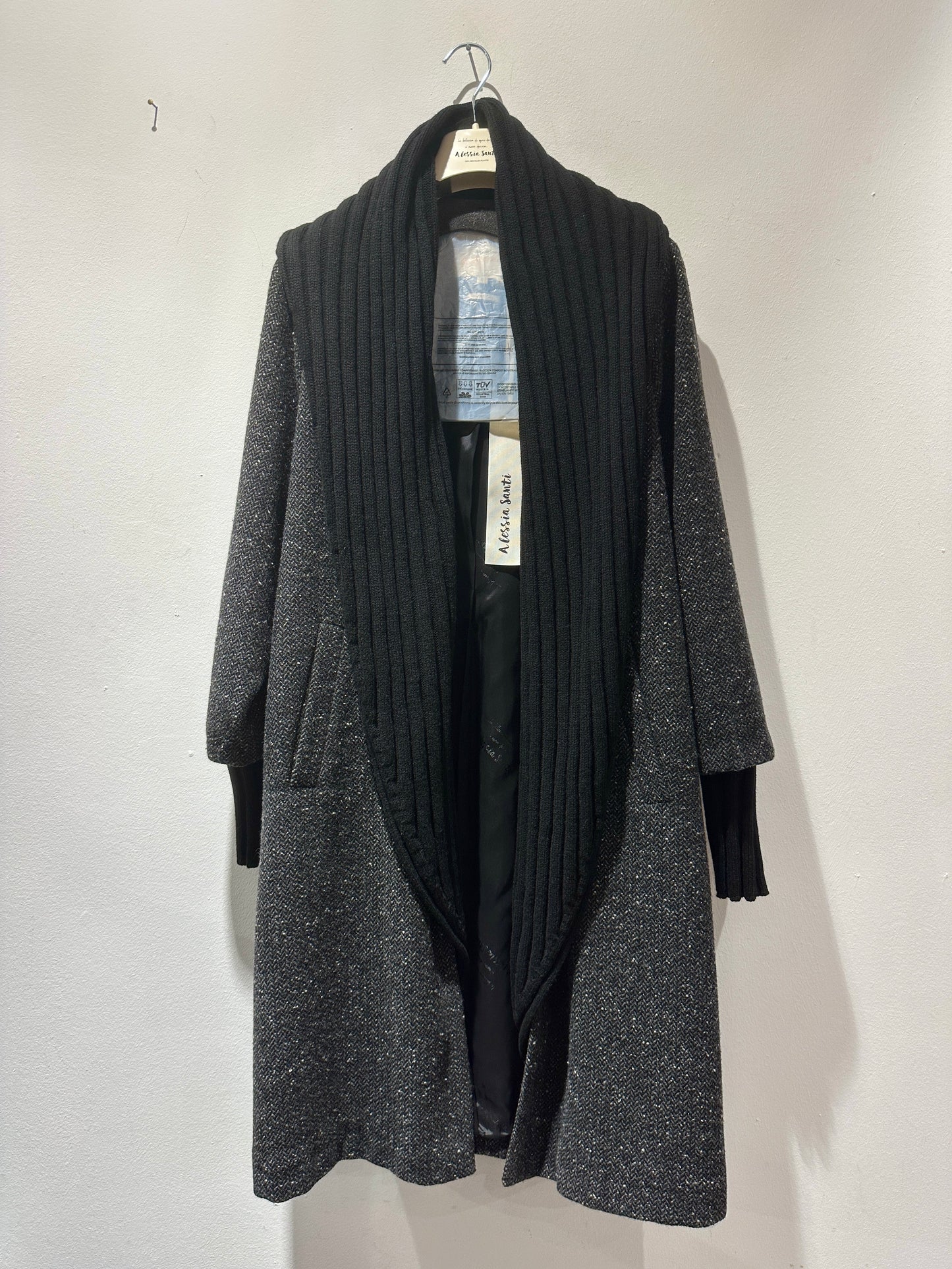 ALESSIA SANTI - Cappotto lungo misto lana, Nero