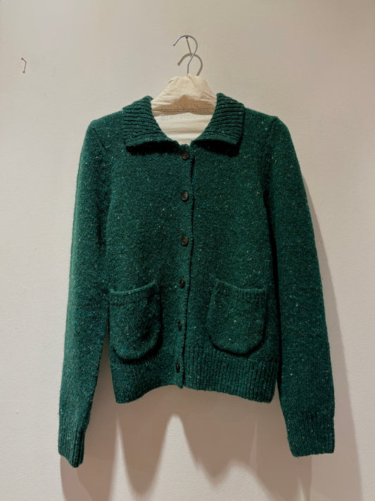 YERSE - Cardigan misto lana merino, Verde Mélange