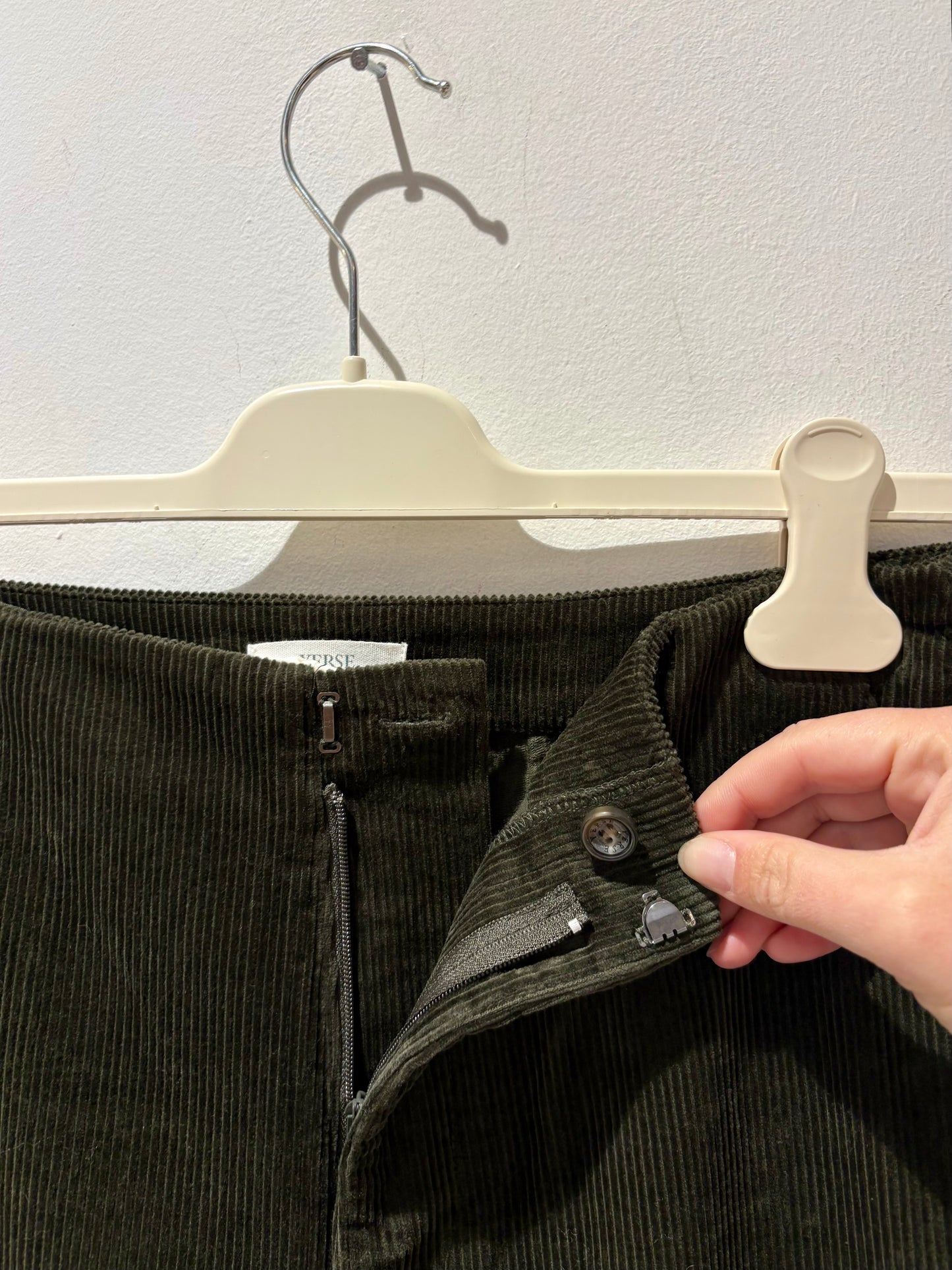 YERSE - Pantalone in velluto, Kaki