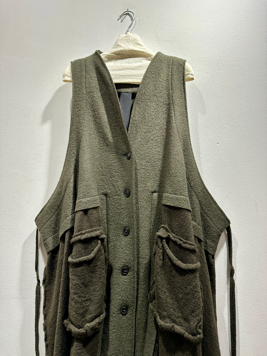 RUNDHOLZ - Gilet lungo 100% lana, Jungle