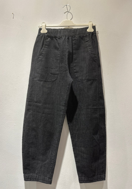 ThiPo - Pantalone denim curva, Nero