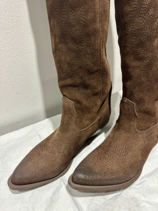 SUSY MIX - Stivale alto in pelle scamosciato, Beige