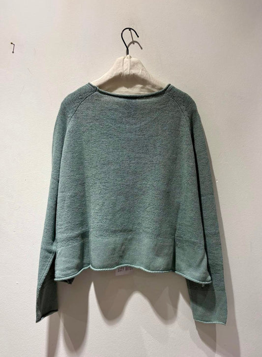 RUNDHOLZ - Pullover svasato misto lino, Mint