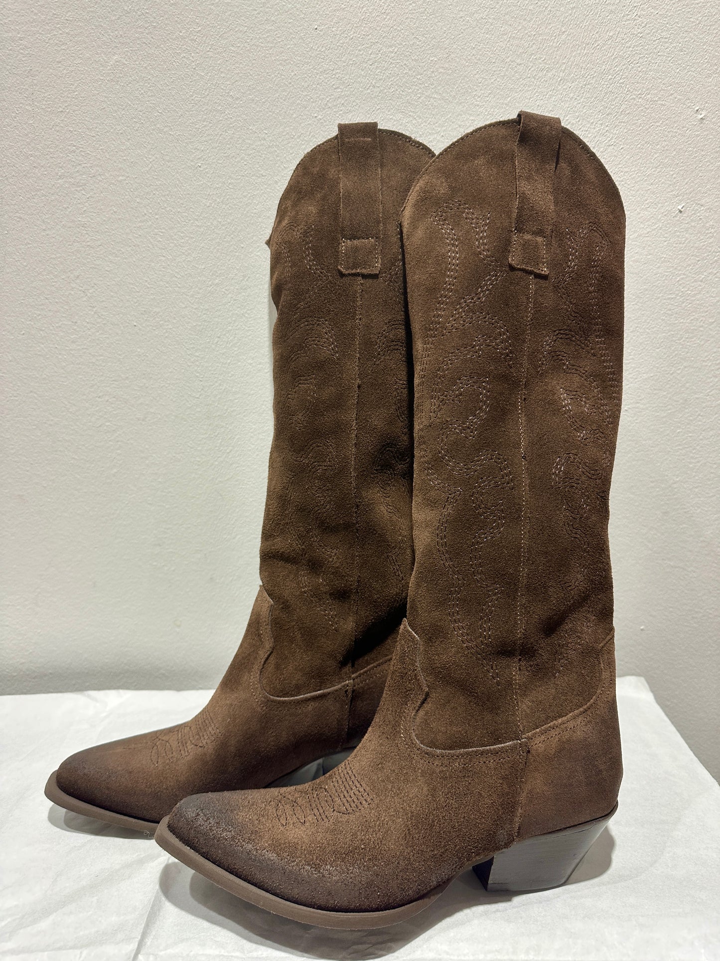 SUSY MIX - Stivale alto in pelle scamosciato, Beige